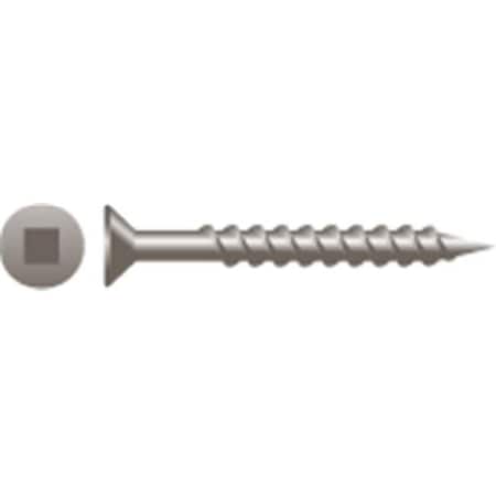 Strong-Point Wood Screw, #9, 2-1/2 in, Stainless Steel, Plain Finish, Square Drive 940QL